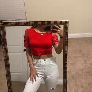 Red crop top